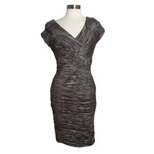 KM Collections Milla Bell Dress 10 Metallic  Cocktail Beaded Detail Event Y2K